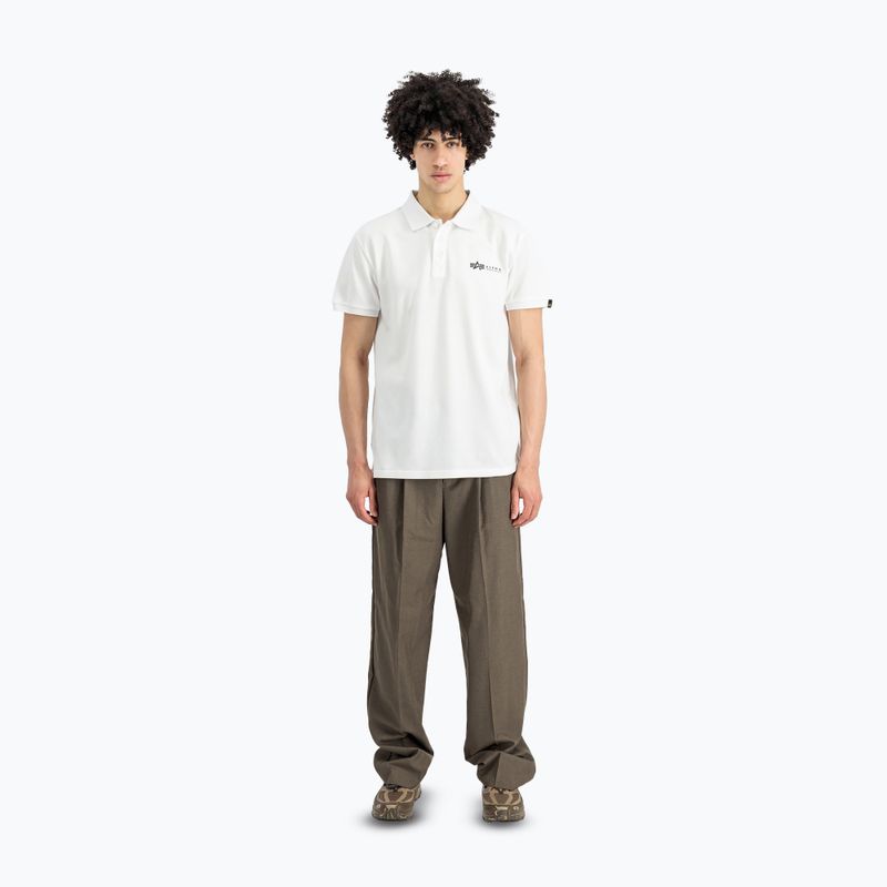 Herren Alpha Industries Basic Polo Kleines Logo T-shirt weiß 2