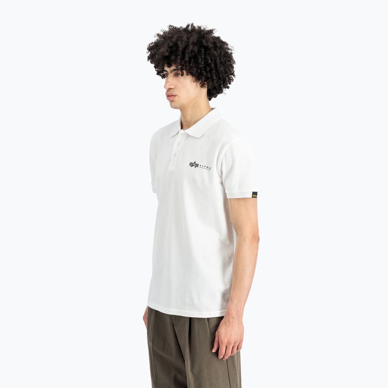Herren Alpha Industries Basic Polo Kleines Logo T-shirt weiß 3
