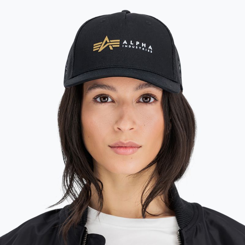 Herren Alpha Industries Label Trucker Baseballmütze schwarz 3