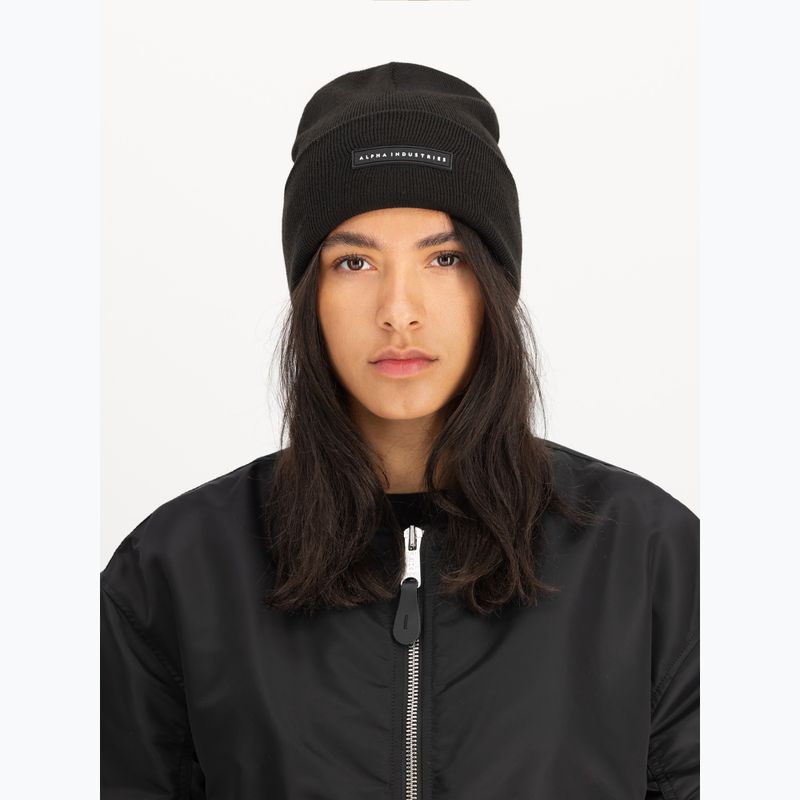 Mütze Alpha Industries Rubber Logo Beanie black 4