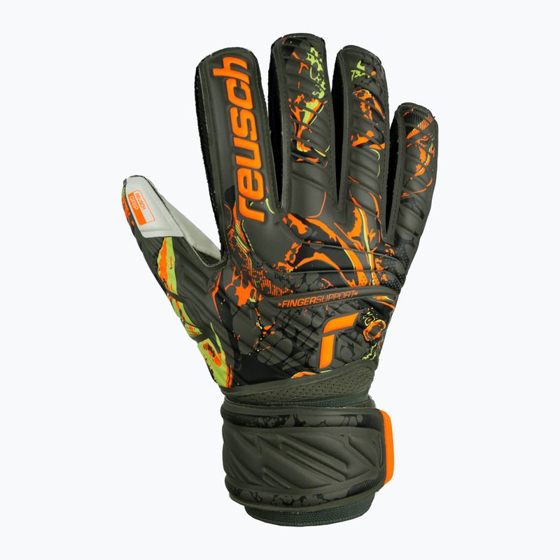 Torwarthandschuhe Reusch Attrakt Grip Finger Support grün-orange 5371-5556 5