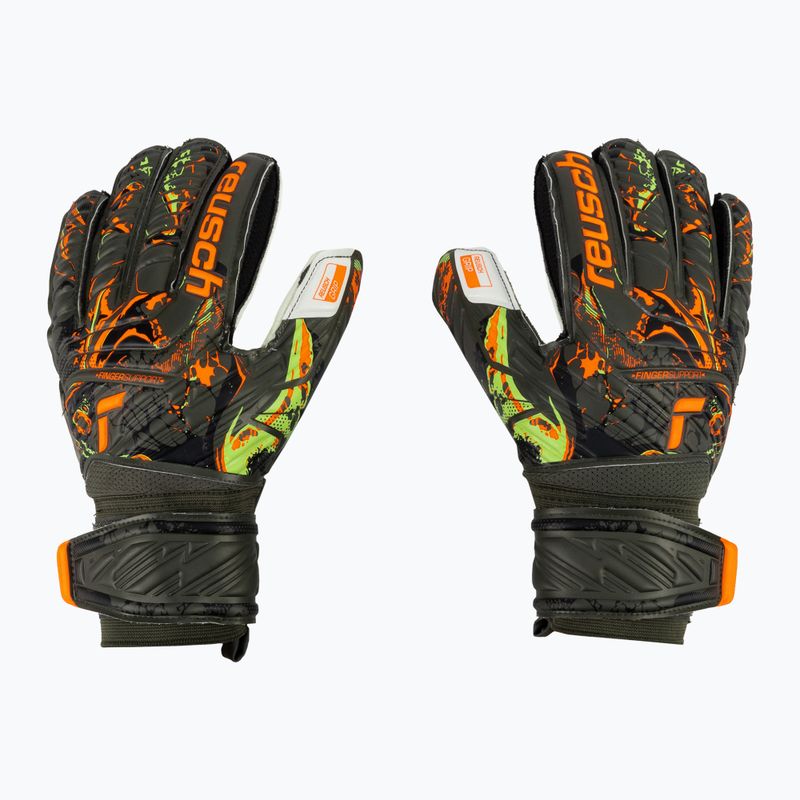 Torwarthandschuhe Reusch Attrakt Grip Finger Support grün-orange 5371-5556