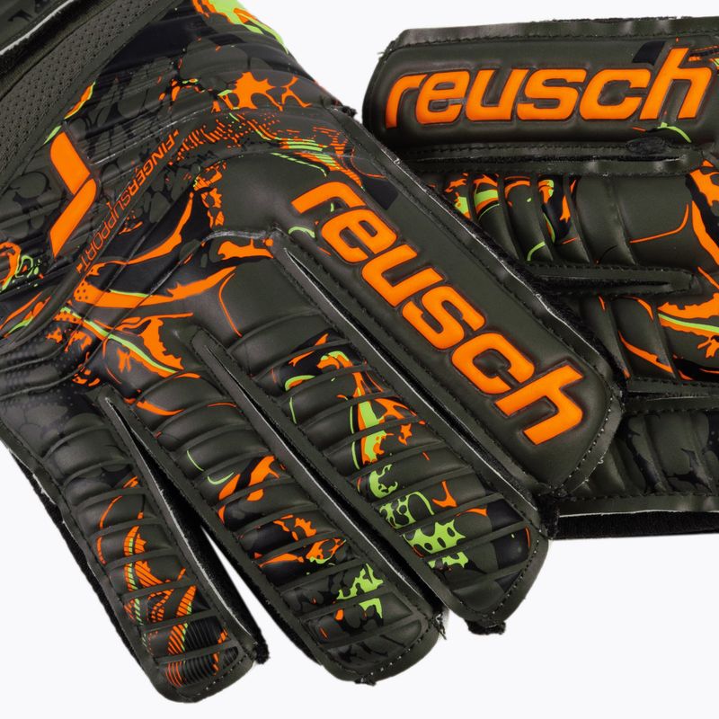 Torwarthandschuhe Reusch Attrakt Grip Finger Support grün-orange 5371-5556 4
