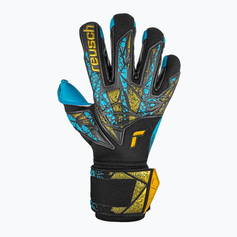 Reusch Attrakt Aqua Finger Support Torwarthandschuh schwarz/gold/aqua 2