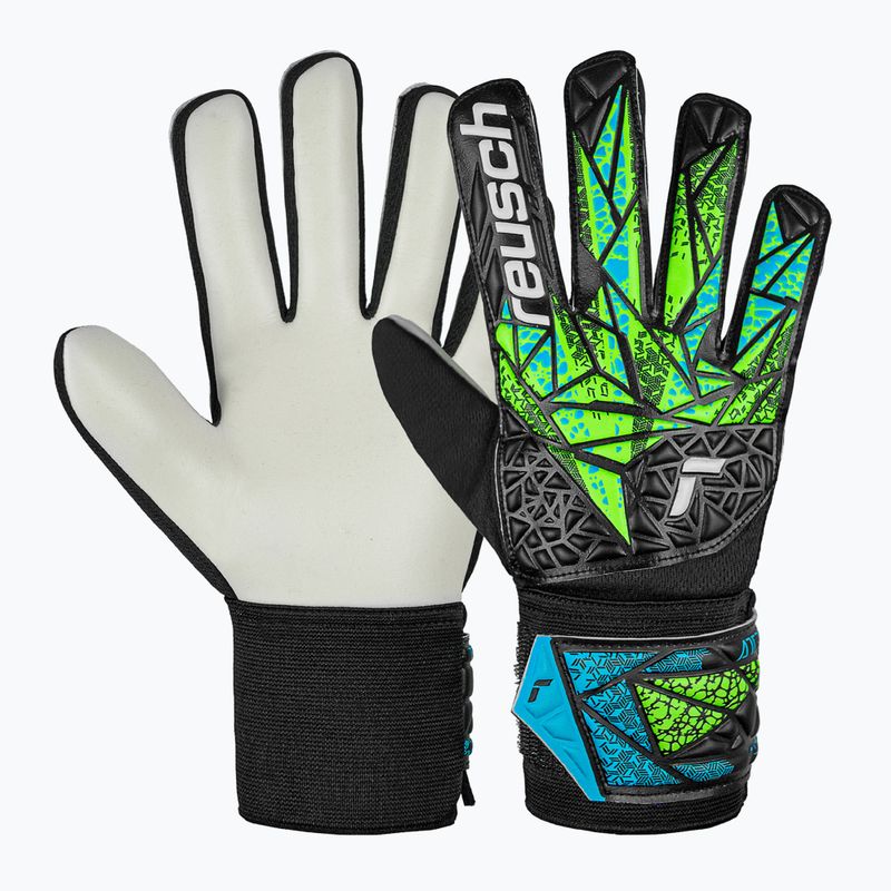 Reusch Attrakt Starter Solid Junior Kinder-Torwarthandschuhe schwarz/fluo lime/aqua