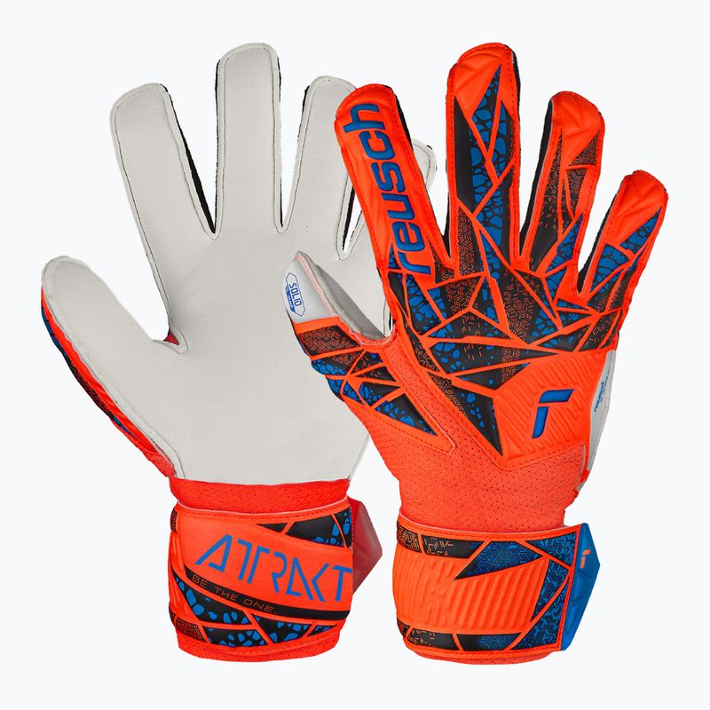 Torwarthandschuhe Kinder Reusch Attrakt Solid Finger Support Junior hyper orng/elec blue