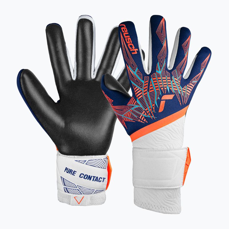 Reusch Pure Contact Gold Premium Torwarthandschuhe blau/elektrisch orange/schwarz