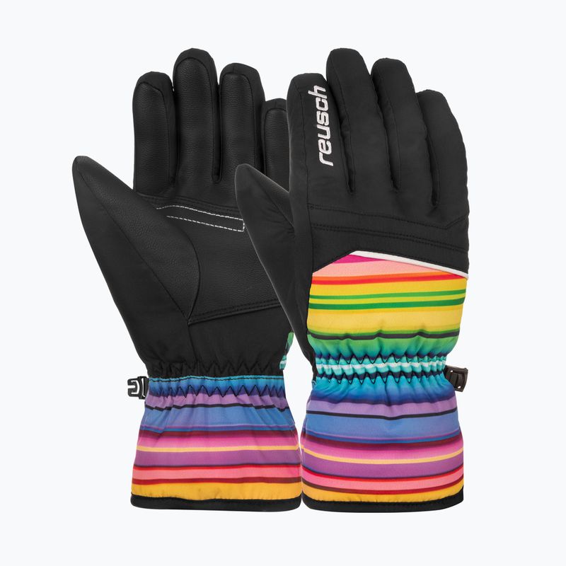 Skihandschuhe Kinder Reusch Alan Junior black/multicolour lines