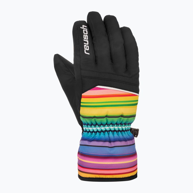 Skihandschuhe Kinder Reusch Alan Junior black/multicolour lines 2