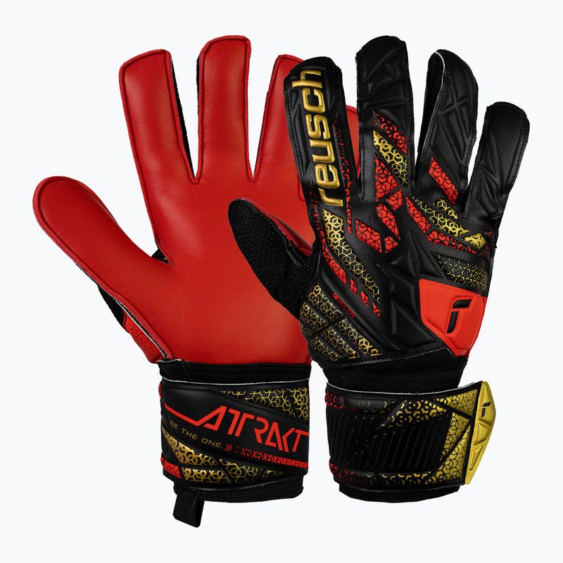 Torwarthandschuhe Reusch Attrakt Solid black/gold/fiery red