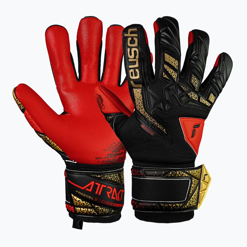 Torwarthandschuhe Kinder Reusch Attrakt Freegel Silver Junior black/gold/fiery red