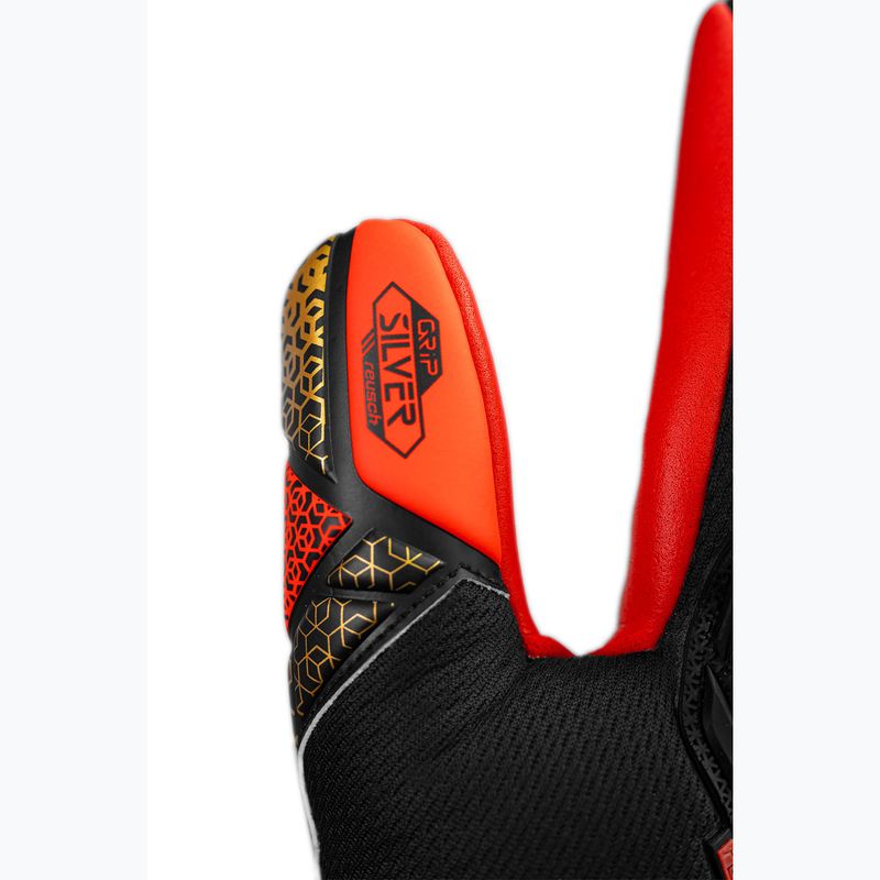 Torwarthandschuhe Kinder Reusch Attrakt Freegel Silver Junior black/gold/fiery red 6