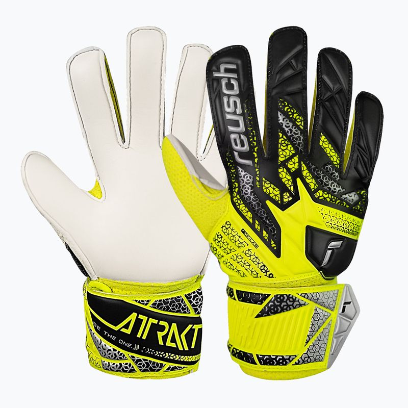 Torwarthandschuhe Kinder Reusch Attrakt Solid Junior safety yellow/silver