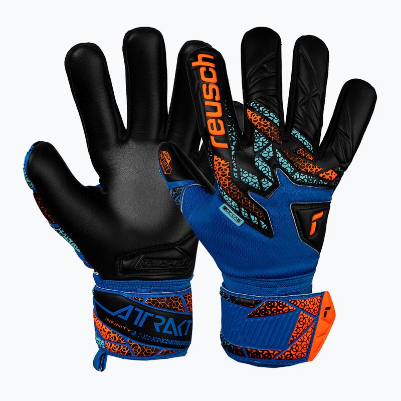 Torwarthandschuhe Reusch Attrakt Infinity NC Junior electric blue/shocking orange/black