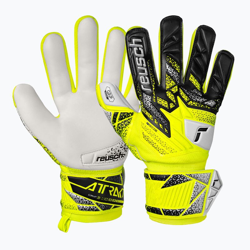 Torwarthandschuhe Kinder Reusch Attrakt Grip Junior safety yellow/silver