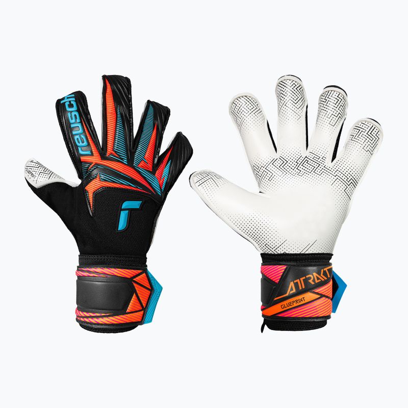 Torwarthandschuhe Reusch Attrakt Advance Evolution Glueprint black/aqua blue/shocking orange