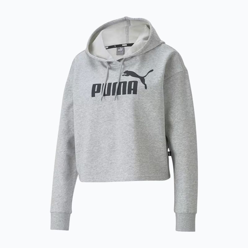 Damen Sweatshirt PUMA ESS Cropped Logo Hoodie TR hellgrau heather