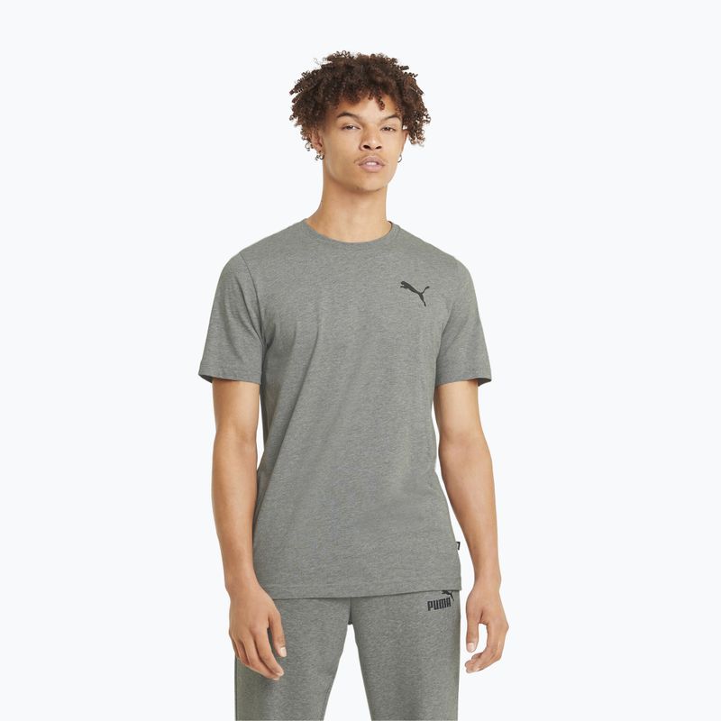 Herren PUMA Ess Small Logo Tee mittelgrau heather/mittelgrau heather/cat t-shirt