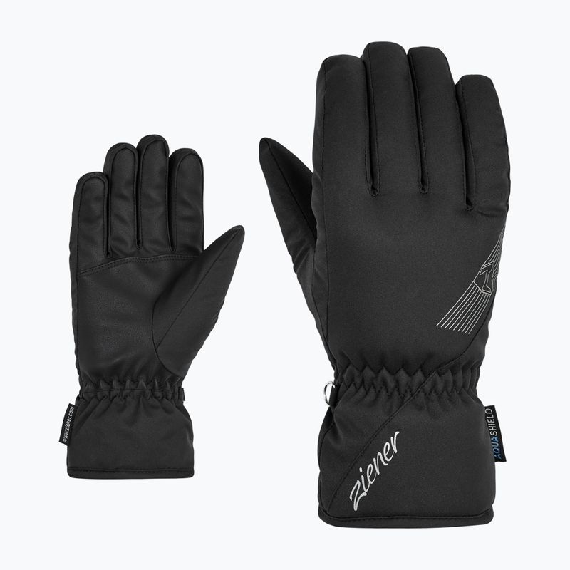 Damen-Skihandschuhe ZIENER Korena Aquashield schwarz
