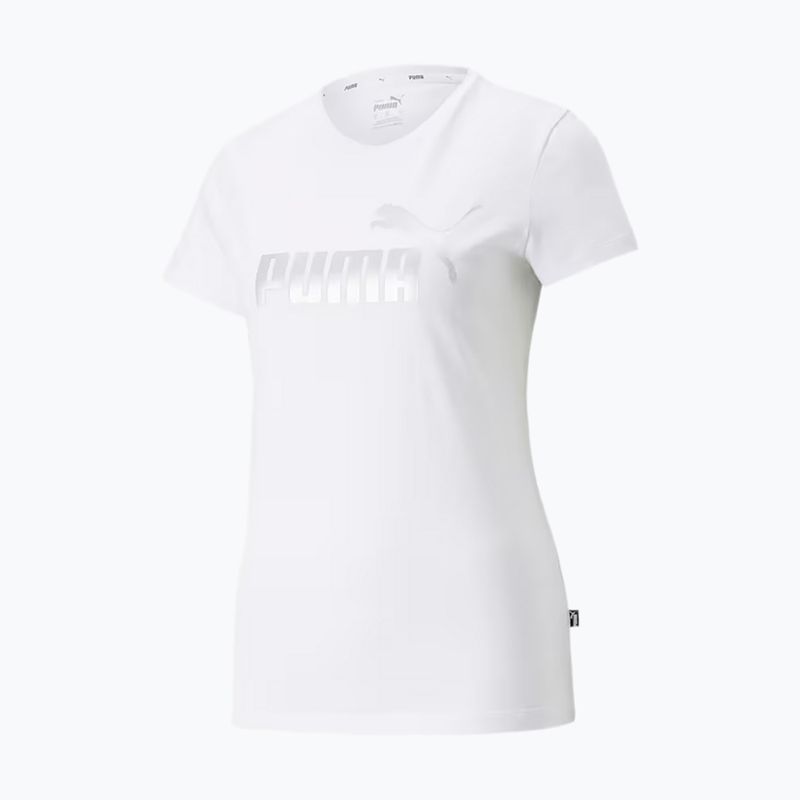 PUMA ESS+ Metallic Logo Tee für Damen puma weiß/silber metallic