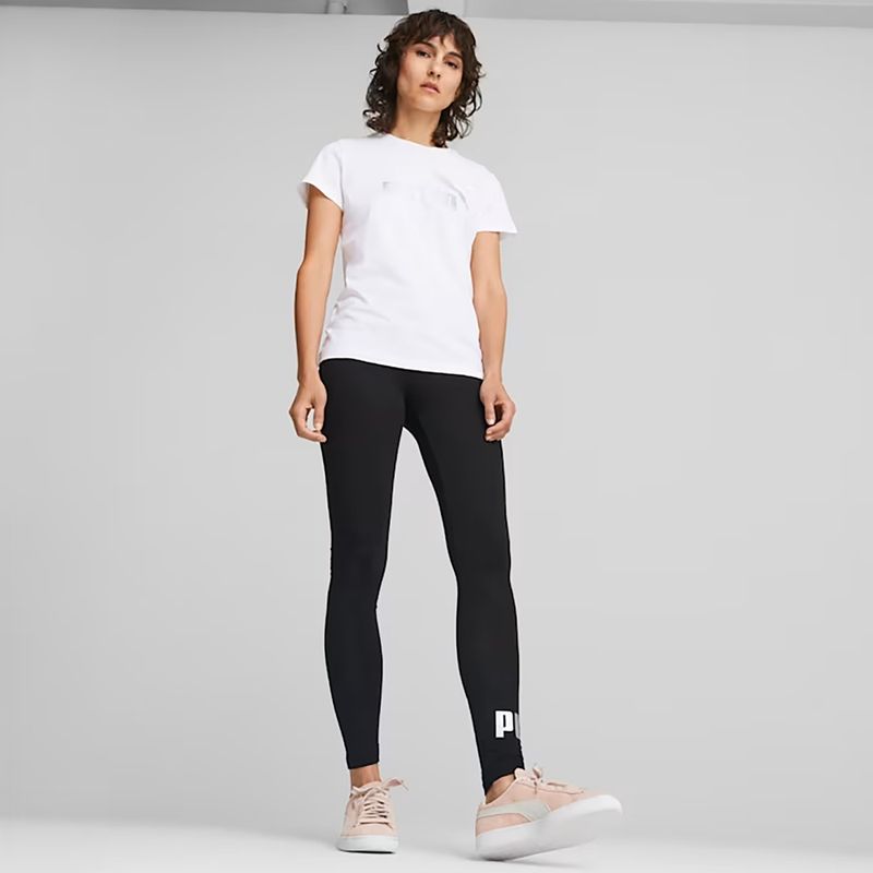 PUMA ESS+ Metallic Logo Tee für Damen puma weiß/silber metallic