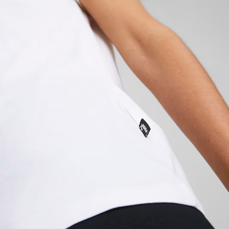 PUMA ESS+ Metallic Logo Tee für Damen puma weiß/silber metallic
