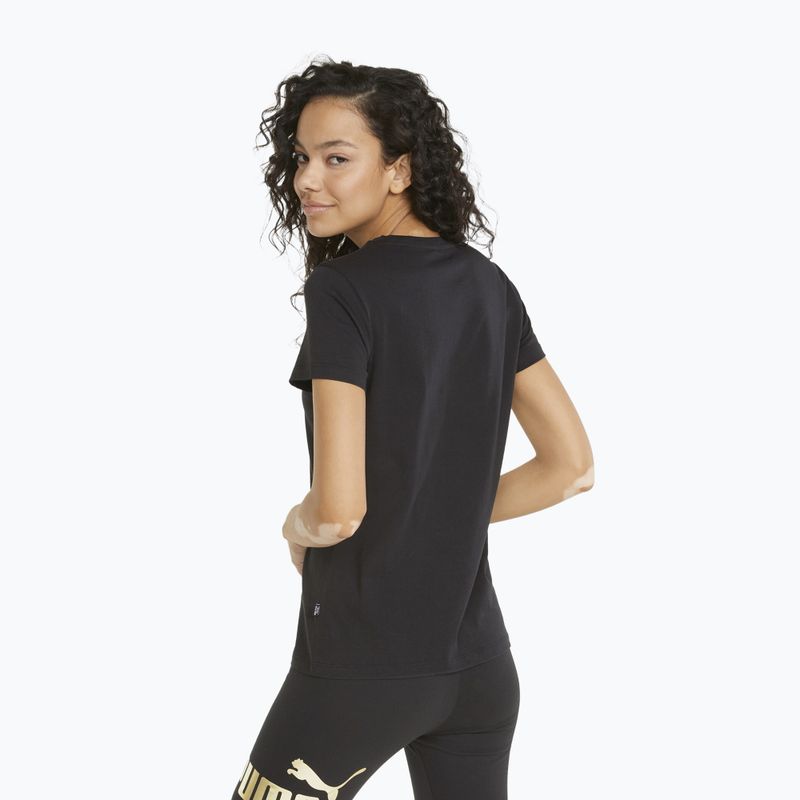 PUMA ESS+ Metallic Logo Tee für Damen puma schwarz/gold foll