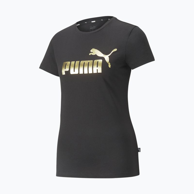 PUMA ESS+ Metallic Logo Tee für Damen puma schwarz/gold foll