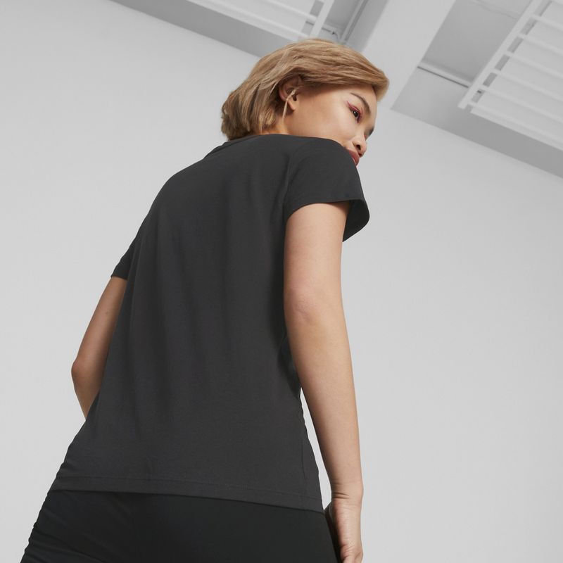 PUMA ESS+ Metallic Logo Tee für Damen puma schwarz/silber metallic