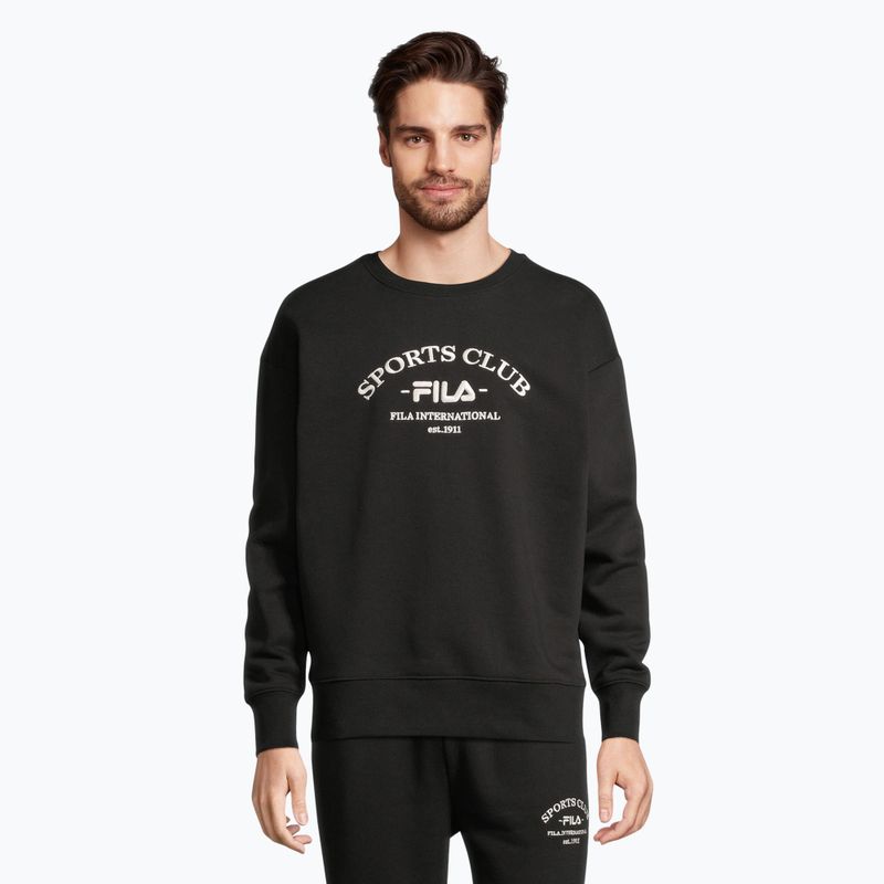 Herren FILA Brand Loose Fit Crew Sweatshirt schwarz
