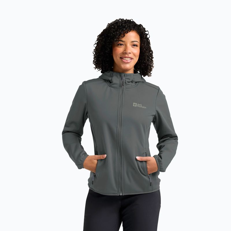 Damen Softshell-Jacke Jack Wolfskin Windhain Hoody slate green