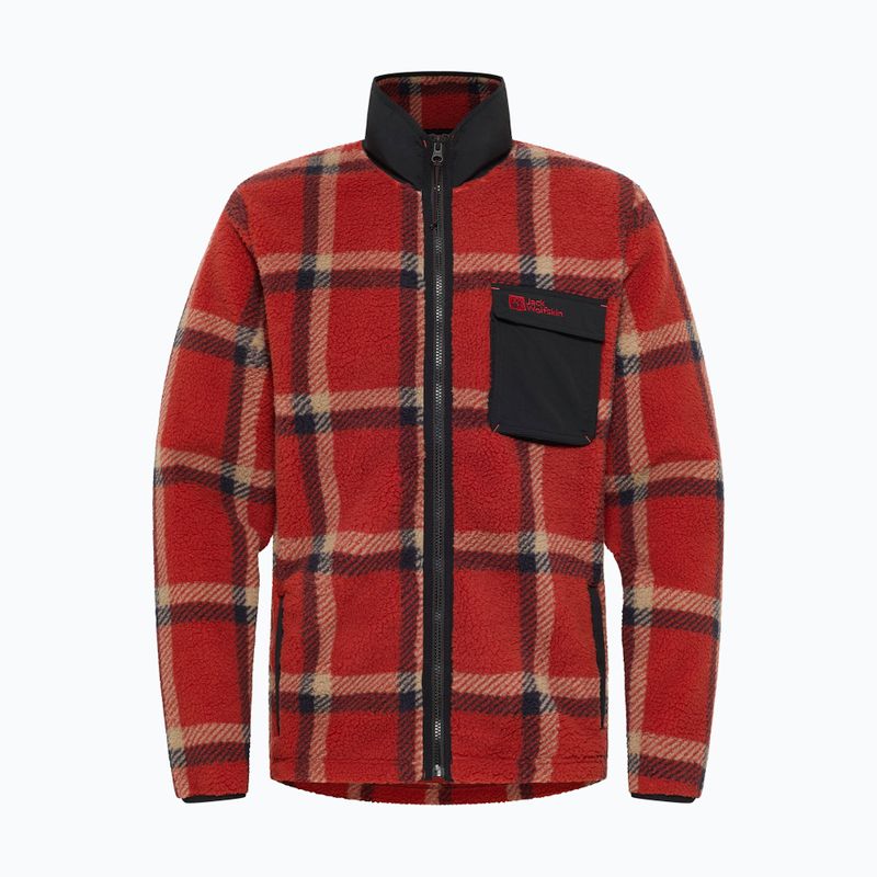 Herren Jack Wolfskin Fleece Sweatshirt Felslicht Check intensiv rost 6