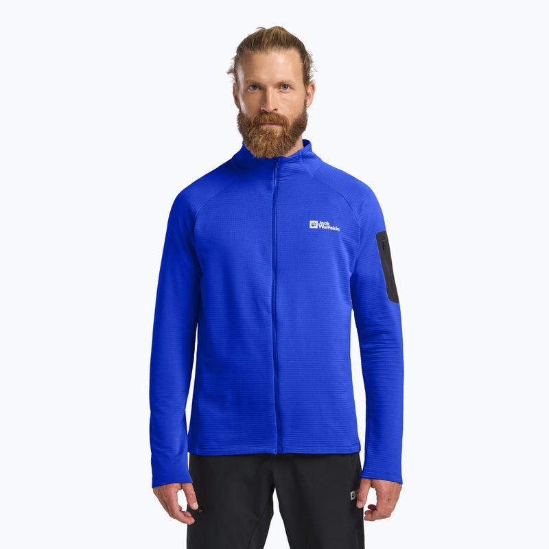Trekking Hoodie Sweatshirt Herren Jack Wolfskin Prelight Full Zip vibrant blue