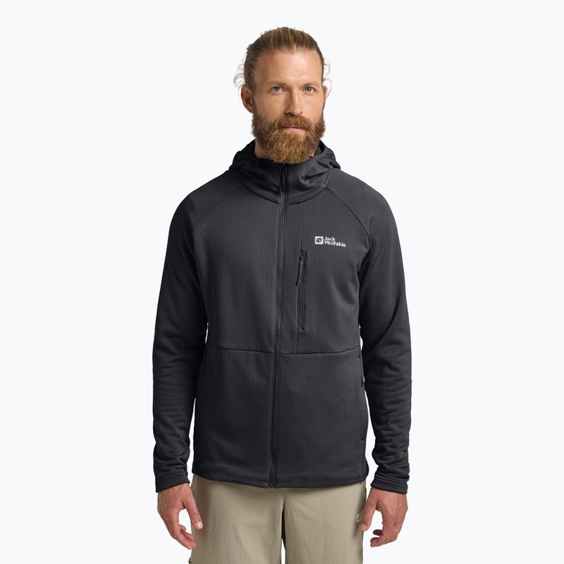 Fleece Sweatshirt Herren Jack Wolfskin Kolbenberg Hooded Full Zip phantom