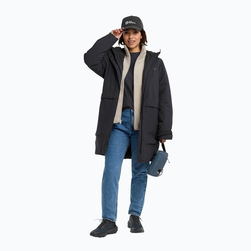 Damen gefütterte Jacke Jack Wolfskin Wintertide schwarz 2