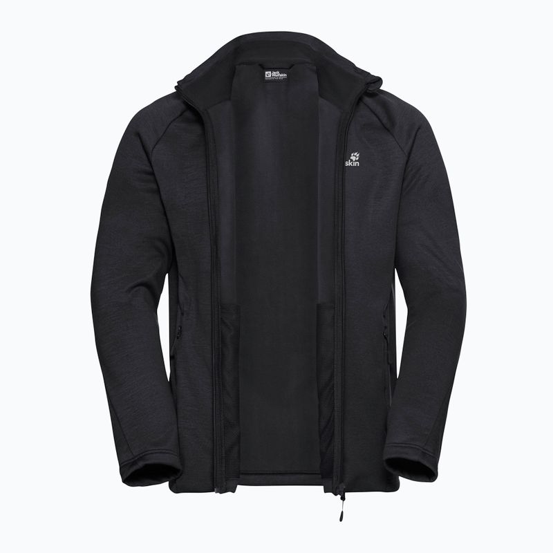 Herren-Trekking-Fleecejacke Jack Wolfskin Peak District Full Zip schwarz 9
