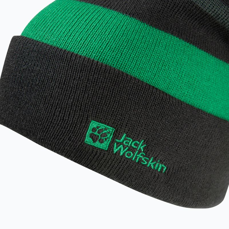 Wintermütze Kinder Jack Wolfskin Stripy Knit slate green/mystic 3