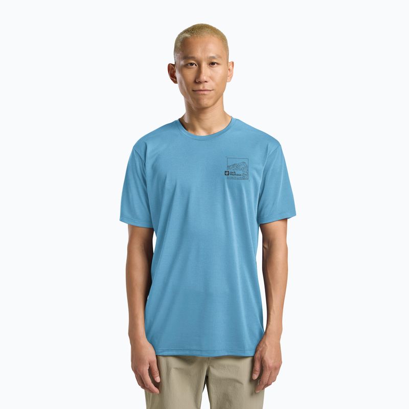 Herren-T-Shirt Jack Wolfskin Vonnan Graphic peak trail himmelblau