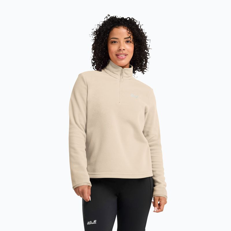 Fleecejacke für Damen Jack Wolfskin Taunus 100 Half Zip oyster