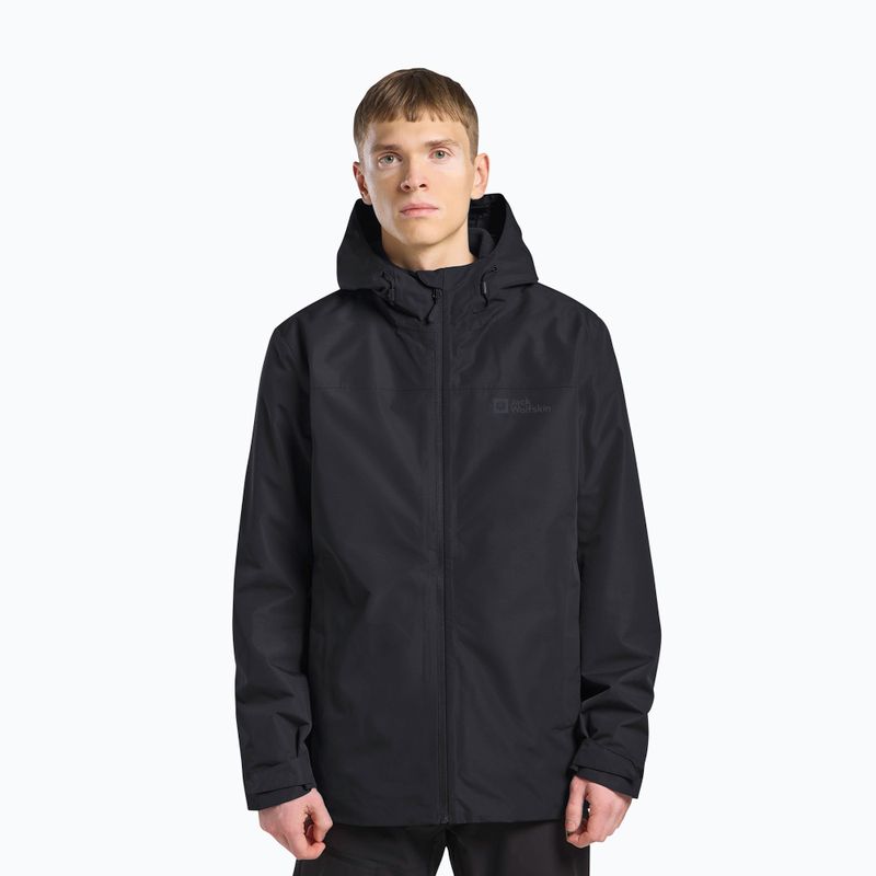 Herren 3in1 Jack Wolfskin Taubenberg Jacke schwarz