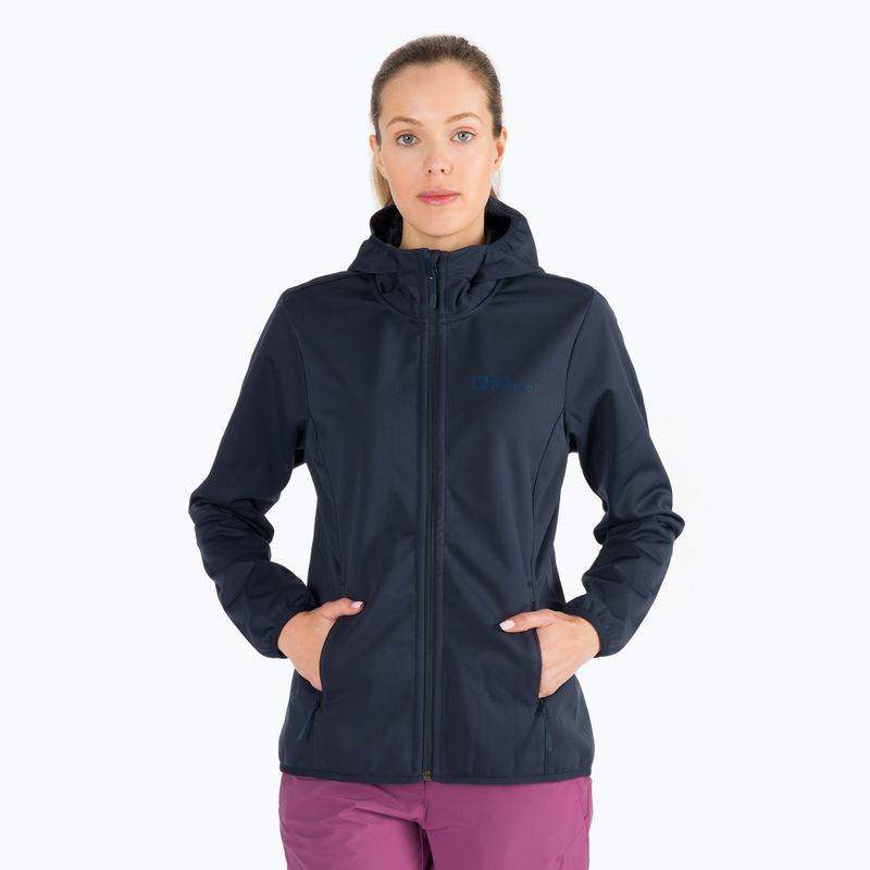 Jack Wolfskin Damen Softshelljacke Windhain Hoody navy blau 1307481_1010