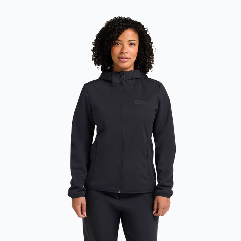 Damen Softshell-Jacke Jack Wolfskin Windhain Hoody schwarz