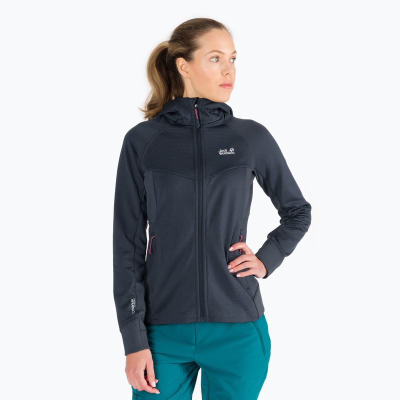 Damen Fleece Jack Wolfskin Hydro Grid Fleece grau 1709911