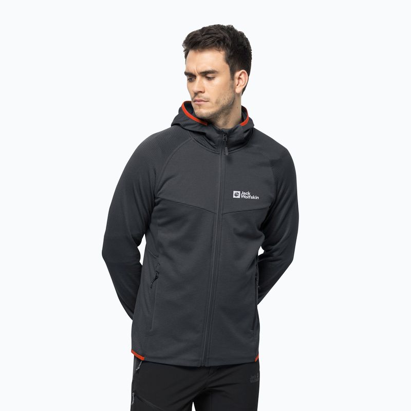 Herren Jack Wolfskin Hydro Grid Hooded FZ Fleece-Sweatshirt grau 1710002