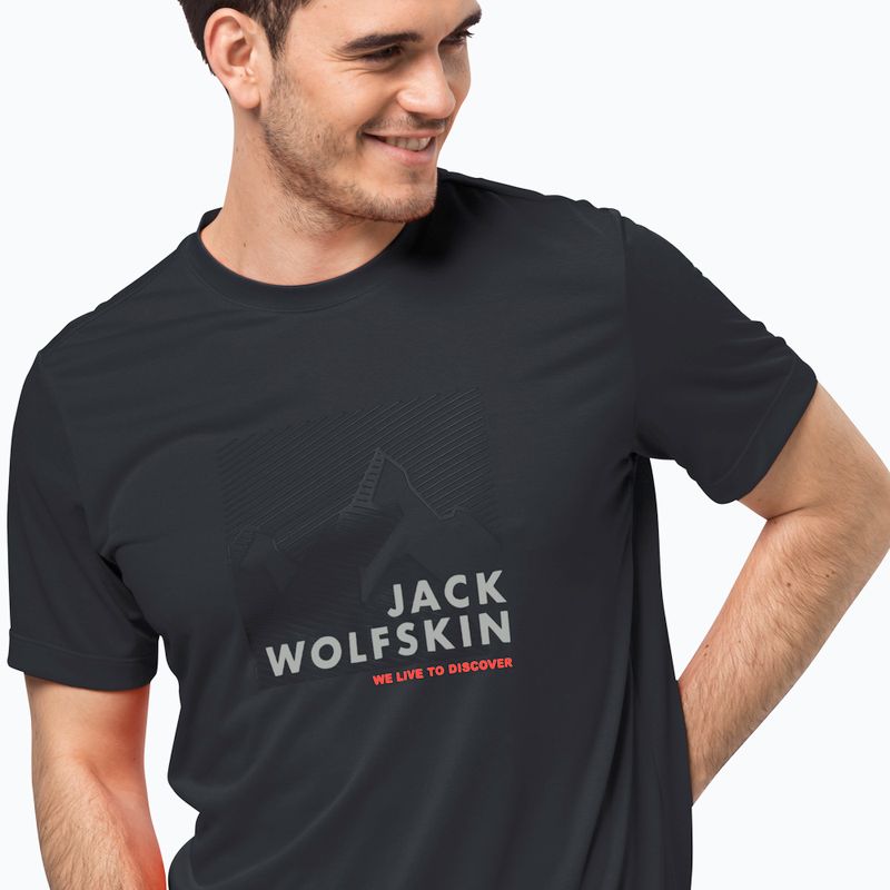 Herren Jack Wolfskin Wandern Grafik grau T-shirt 1808761_6230