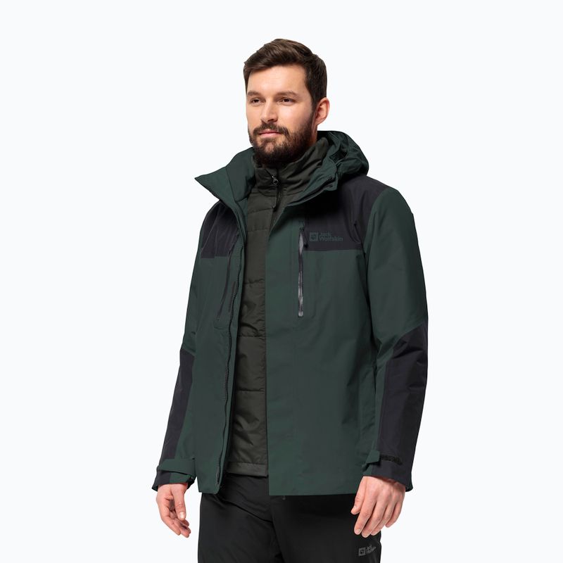 Jack Wolfskin Herren Jasper 3in1 Regenjacke schwarz oliv 2