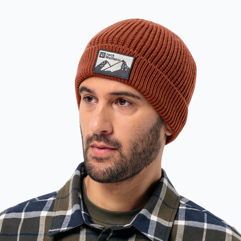 Jack Wolfskin Edo Badge Beanie karminrote Wintermütze 7
