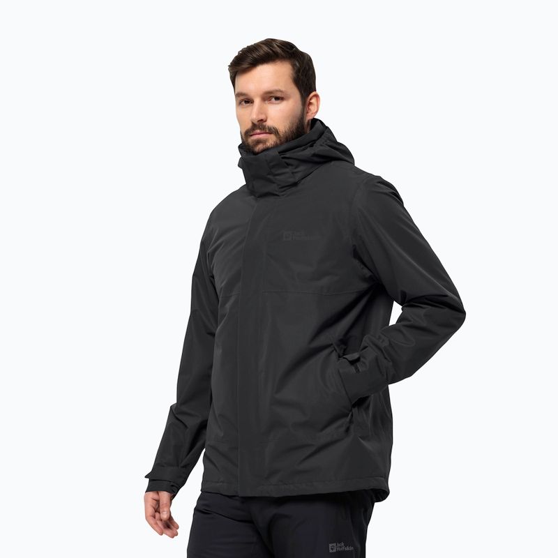 Jack Wolfskin Herren Regenjacke Feldberg Luntal 3in1 schwarz 2