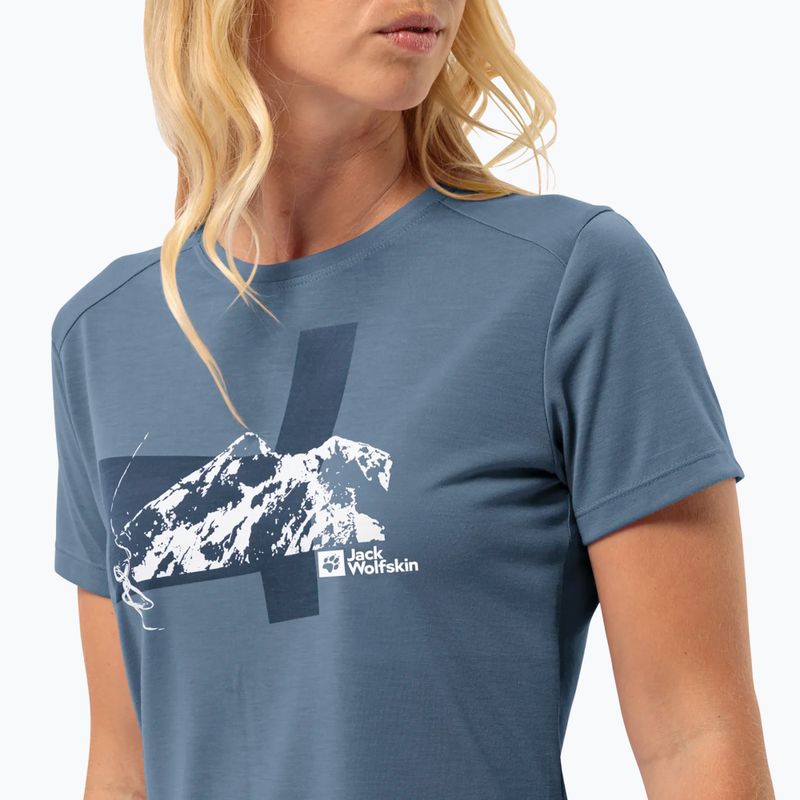 Jack Wolfskin Damen-Trekking-T-Shirt Vonnan S/S Grafik elementar blau