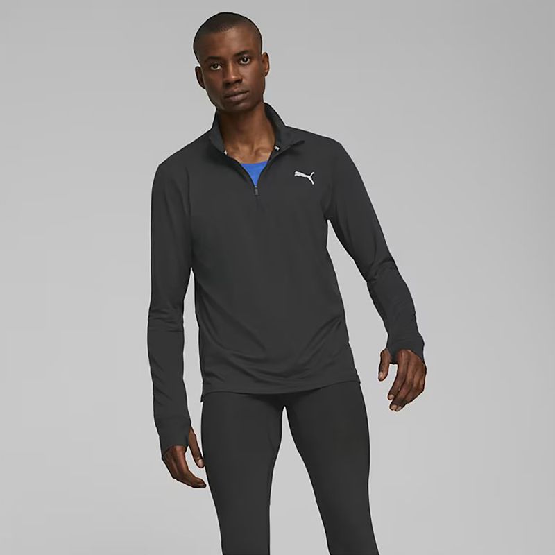 Herren PUMA Run Favorite 1/4 Zip Laufsweatshirt schwarz